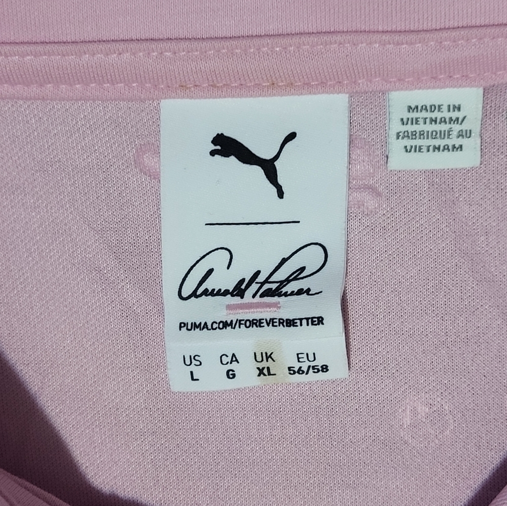 Men’s XL Puma Arnold Palmer Colab Golf Polo Shirt Pink Performance Wear C10 - Picture 3 of 8